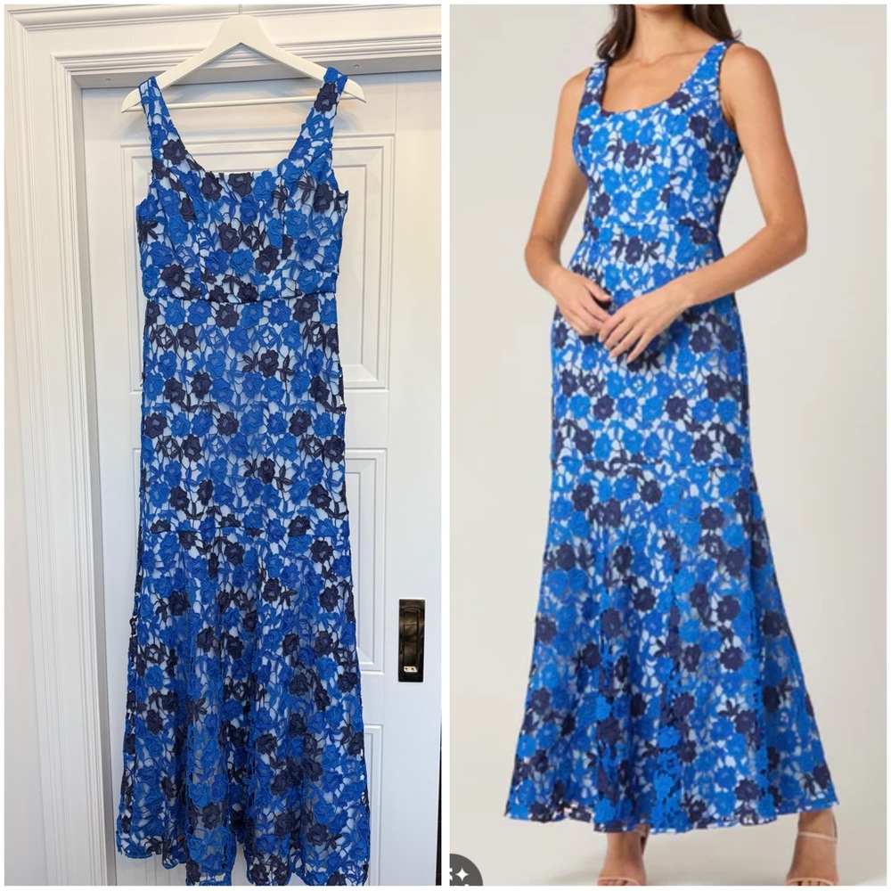 NWT SHOSHANNA MIDNIGHT  CROCHET FLORAL GOWN SIZE 4 $650